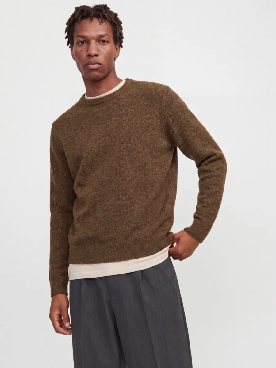JACK & JONES-JPRBLASIMON SOUFFLE KNIT CREW NECK-12286881-Chocolate torte-CHOCOLADE