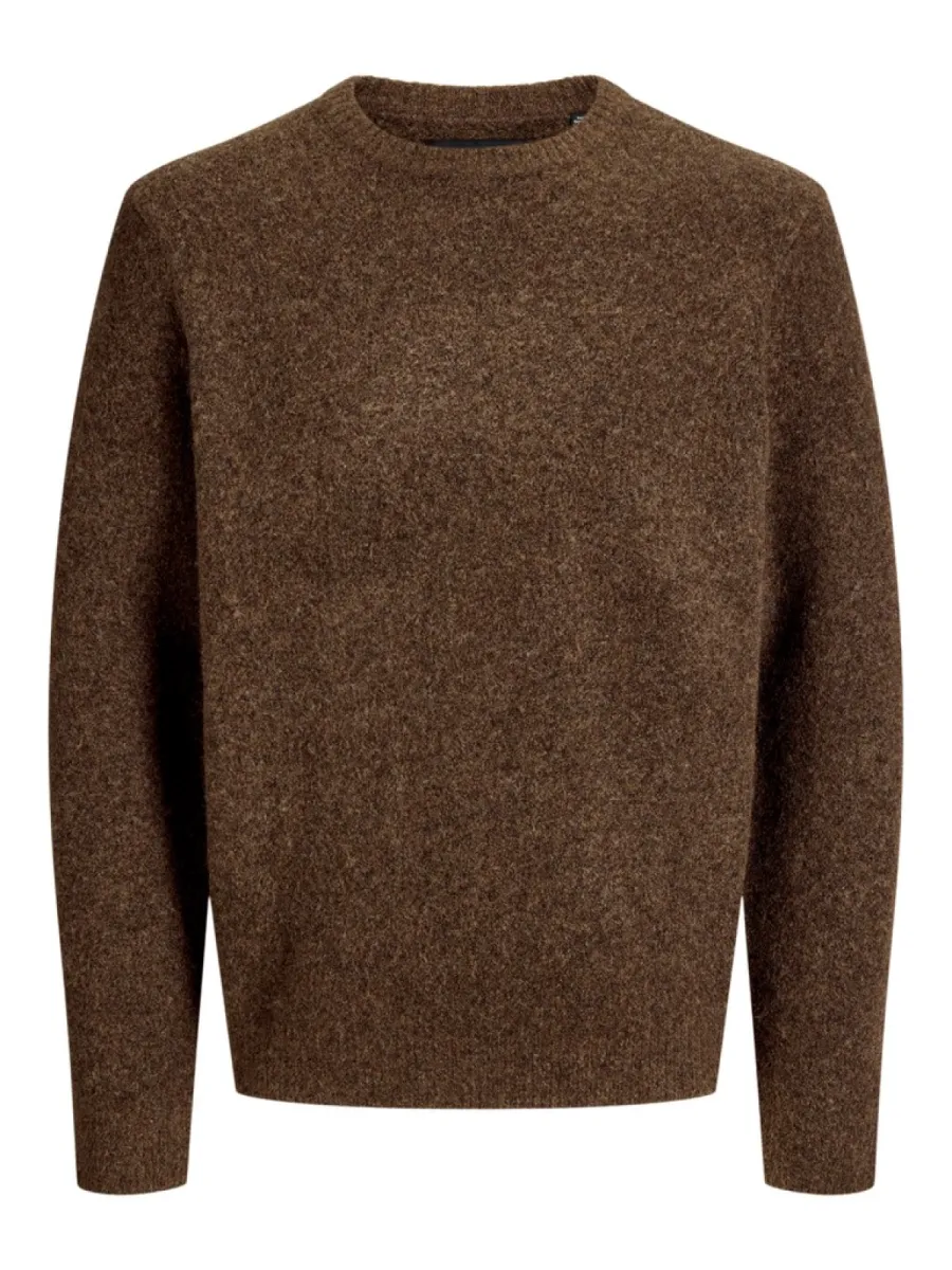 JACK & JONES-JPRBLASIMON SOUFFLE KNIT CREW NECK-12286881-Chocolate torte-CHOCOLADE