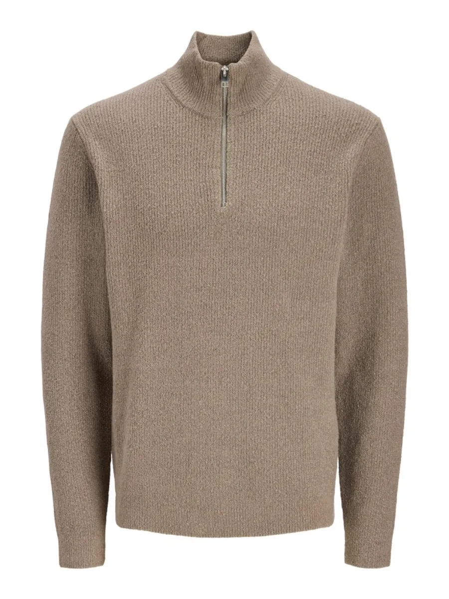 JACK & JONES-JPRBLAWESLEY KNIT HALF ZIP BF-12305686-Smokey olive-OLIJF