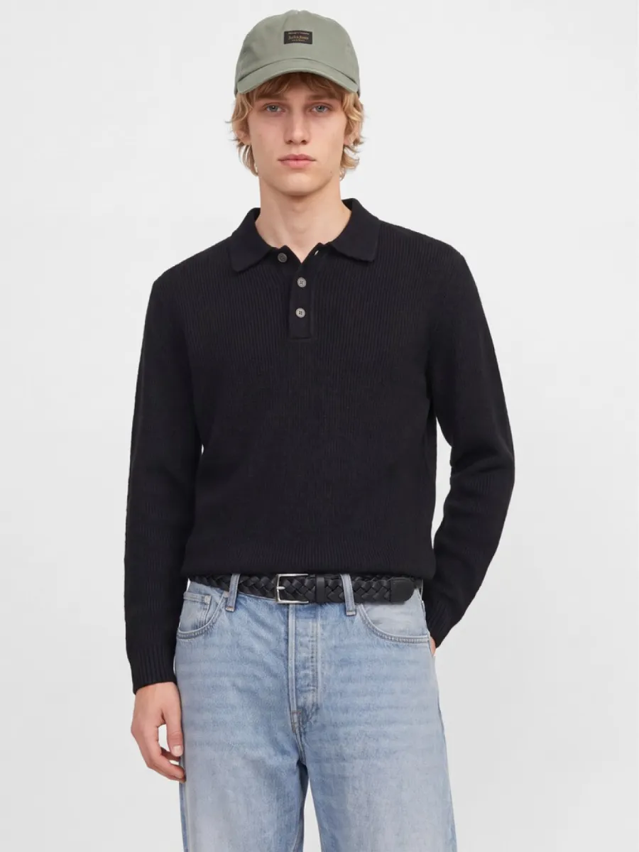 jack-jones-jprblawesley-knit-polo-ls-bf-ln-12311973-black-zwart-1 JACK & JONES-JPRBLAWESLEY KNIT POLO LS BF LN-12311973-Black-ZWART