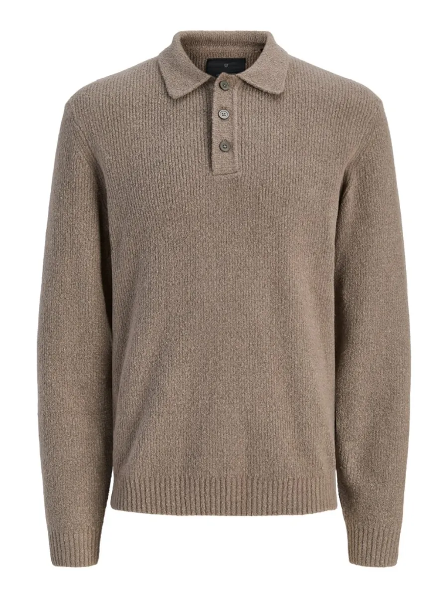 JACK & JONES-JPRBLAWESLEY KNIT POLO LS BF LN-12311973-Smokey olive-OLIJF