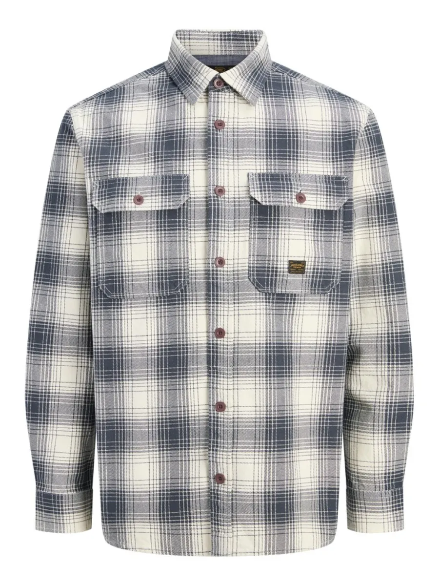 JACK & JONES-JPRBLUIVY CHECK L/S OVERSHIRT SN-12301357-Dark navy-NAVY