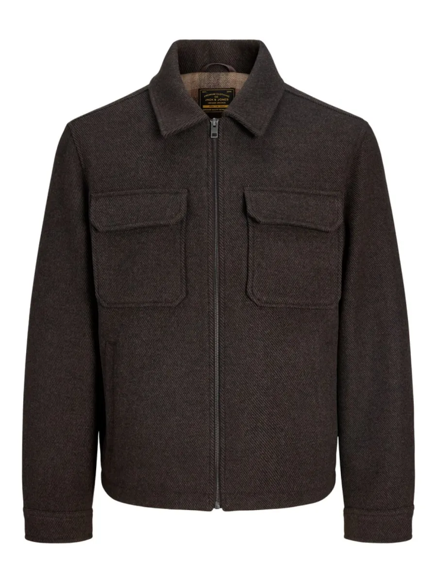 JACK & JONES-JPRBLUWAKEFIELD WOOL BLEND JACKET S-12300742-Chocolate brown-CHOCOLADE