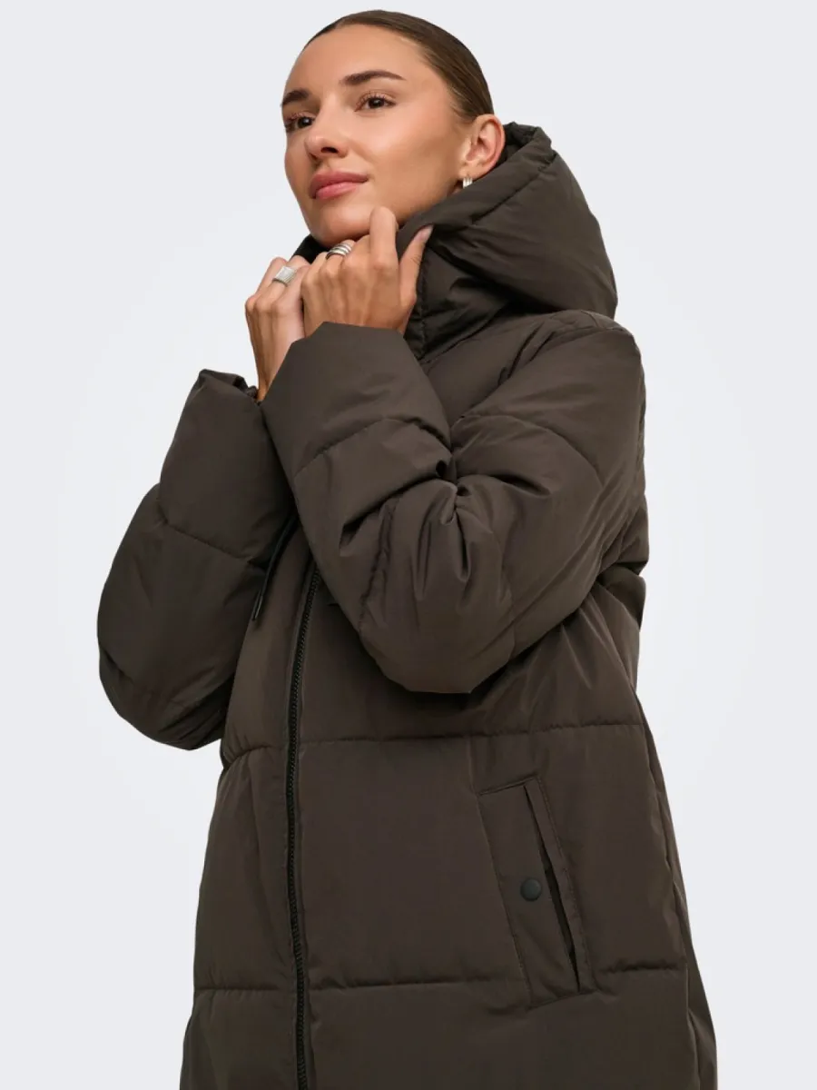 JDY-JDYBLAIR LONG HOOD PUFFER OTW SIJ-15376758-Chocolate Torte-CHOCOLADE