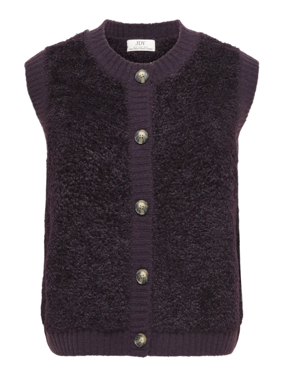 JDY-JDYEIRA LIFE S/L ON BUTTON VEST KNT-15359800-Plum Perfect-PAARS
