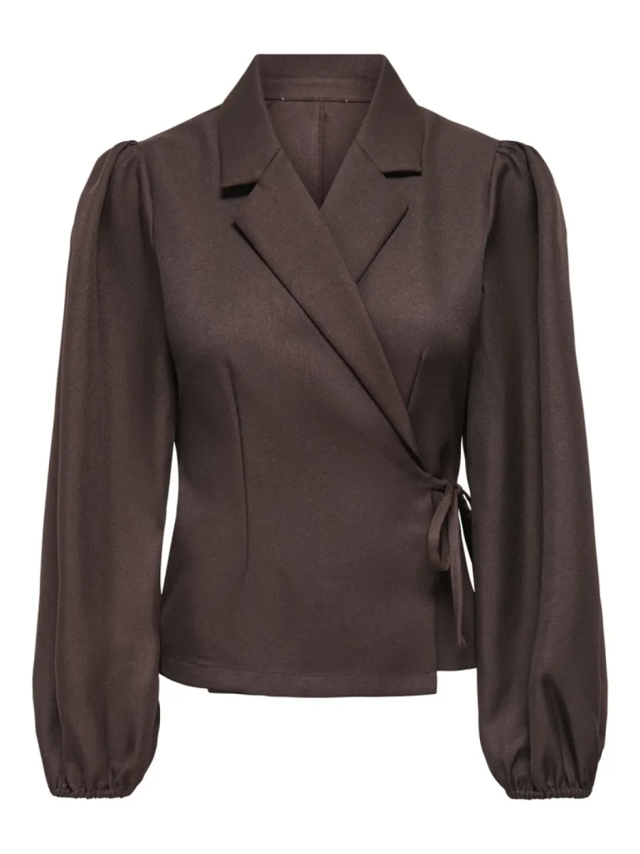 JDY-JDYJAMIE L/S TIE TOP WVN EXP-15384093-Chocolate Brown-CHOCOLADE