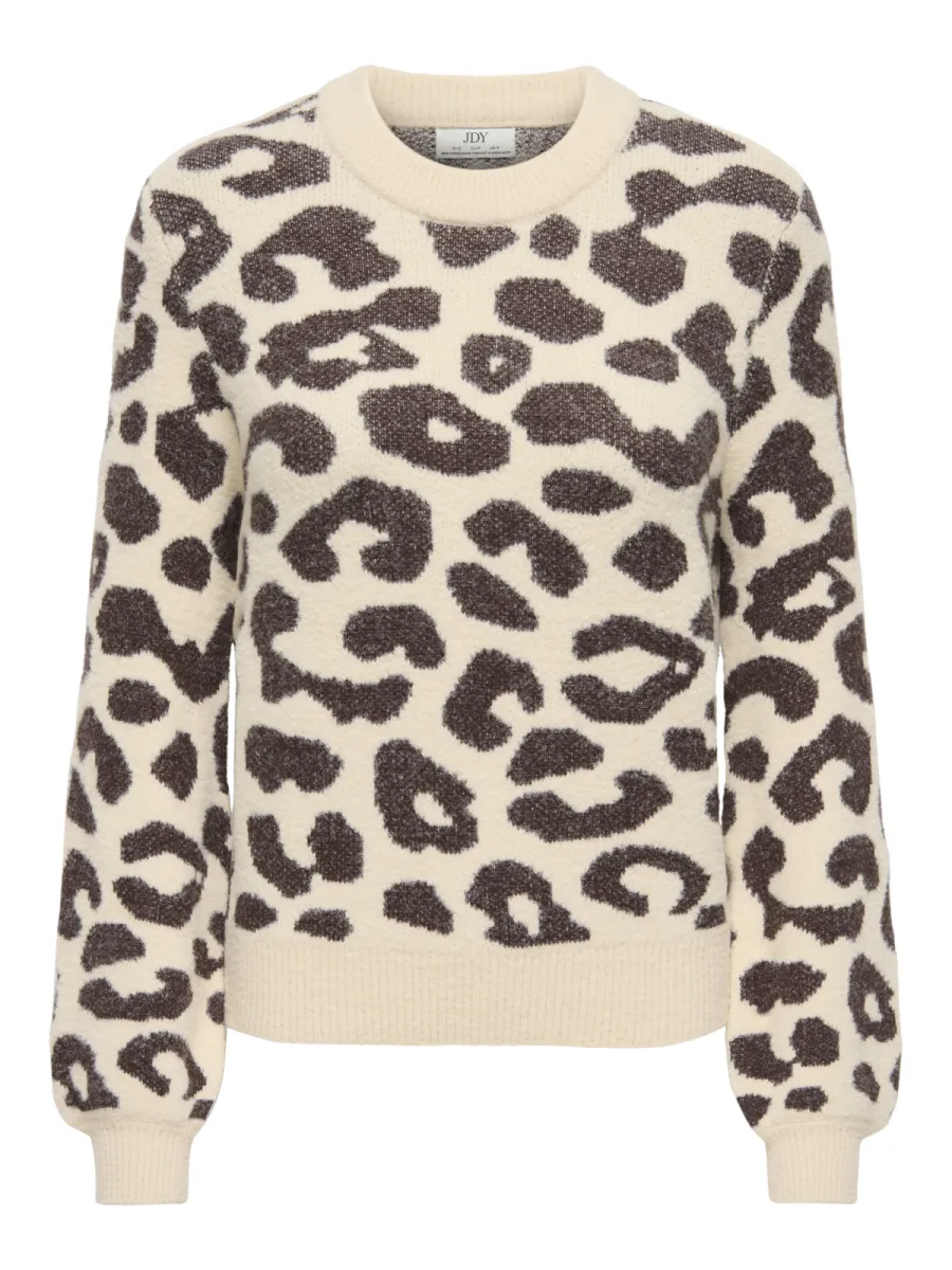 JDY-JDYLORRAINE ANIMAL L/S PULLOVER KNT-15292890-Creme Brulee-CREME
