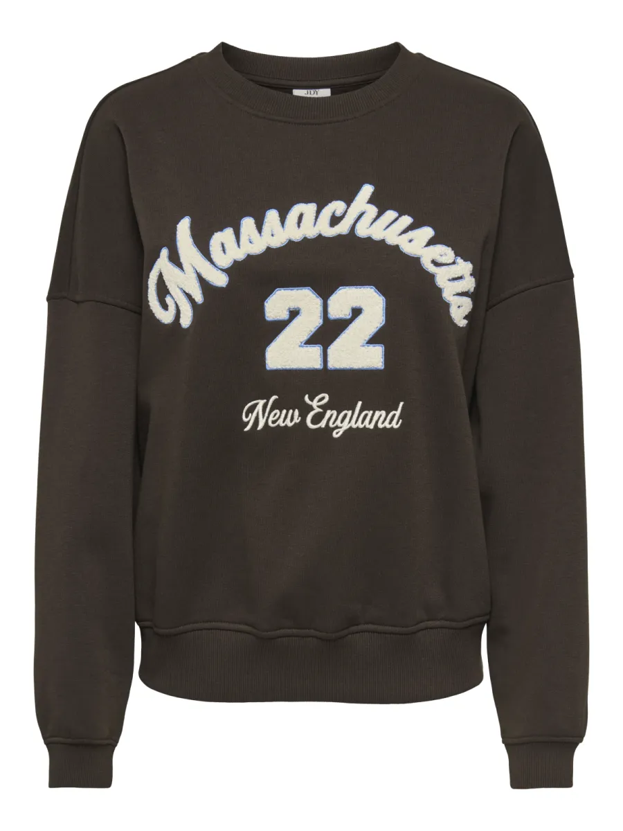 JDY-JDYMESA L/S O-NK EMB SWEAT JRS NOOS-15370526-Chocolate Torte-CHOCOLADE
