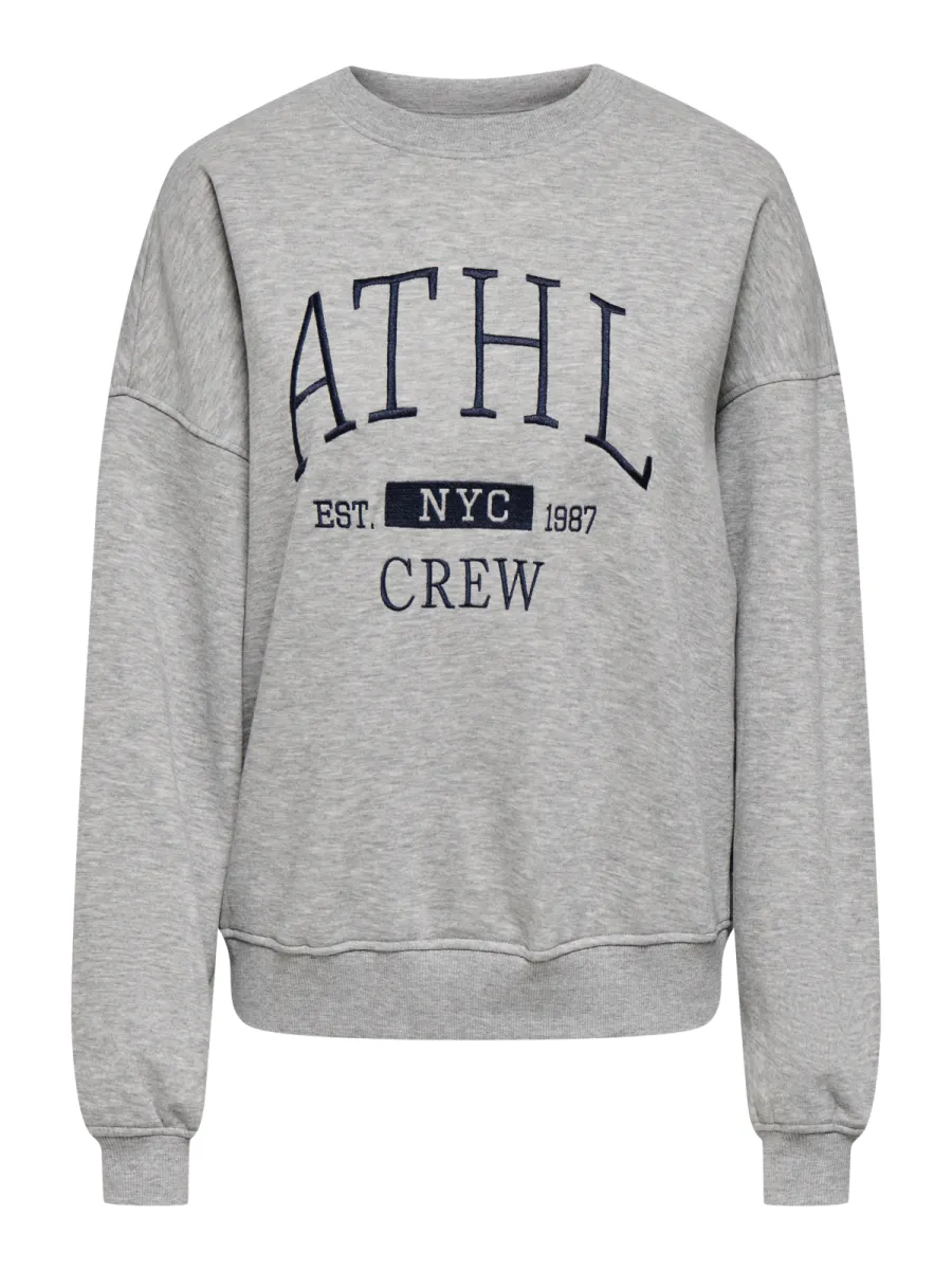 JDY-JDYMESA L/S O-NK EMB SWEAT JRS NOOS-15370526-Light Grey Melange-LICHT-/PAREL GRIJS