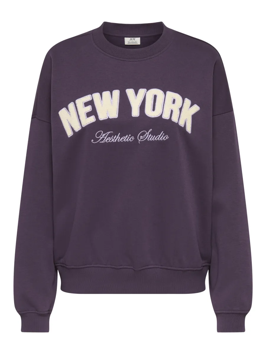 JDY-JDYMESA L/S O-NK EMB SWEAT JRS NOOS-15370526-Plum Perfect-PAARS