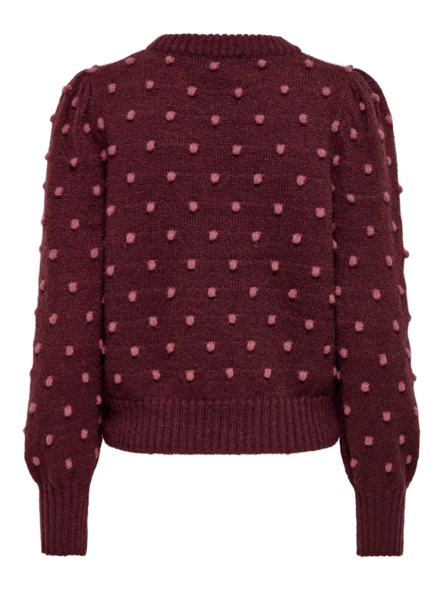 JDY-JDYSIGRID LIFE L/S ON PUFF PULL KNT-15304813-Windsor Wine-BORDEAUX