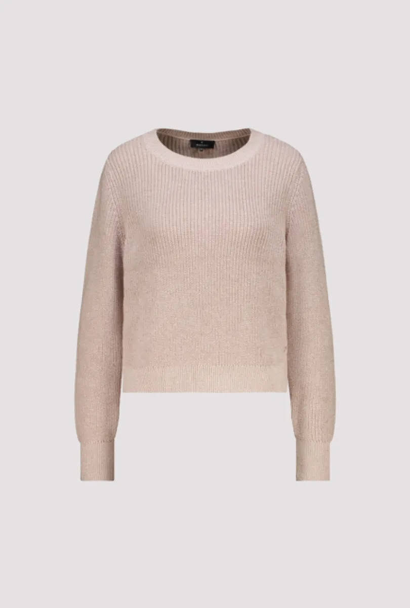 Monari-Basic knitted jumper with lurex-810129-590 Cappuccino-CAFE