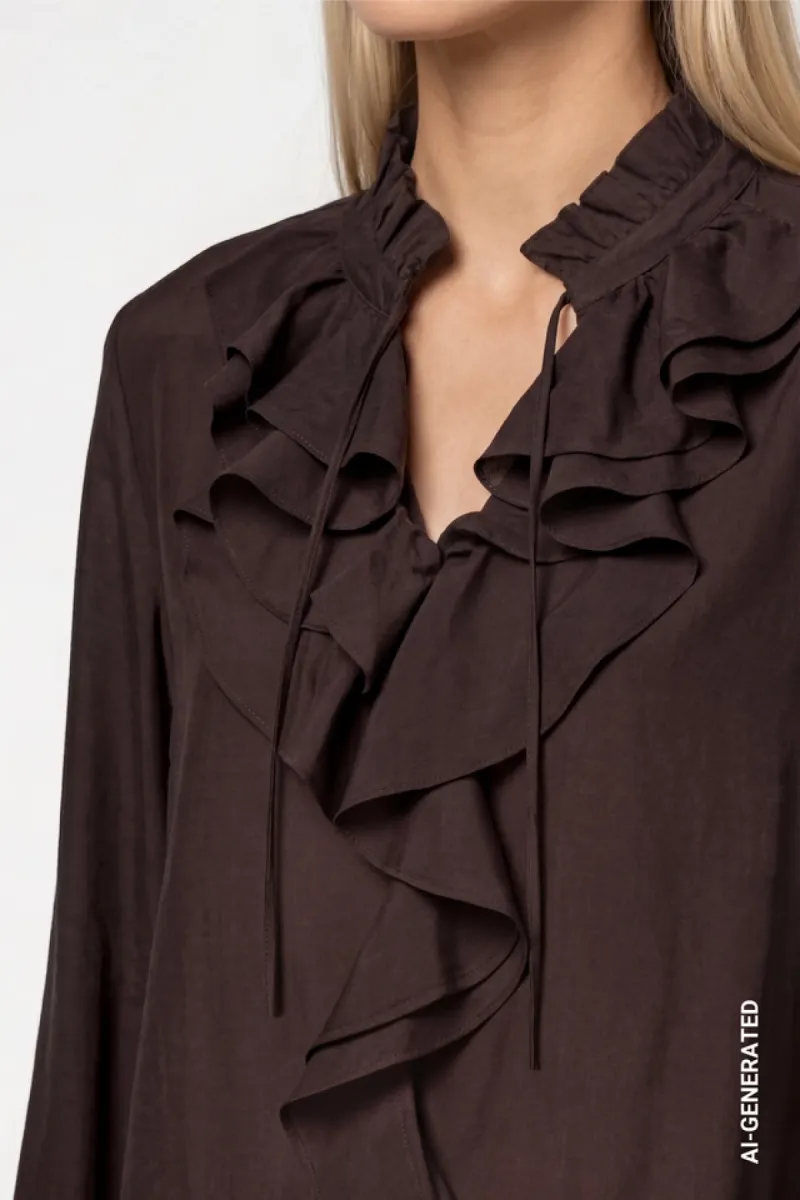 monari-blouse-with-flounces-809717-567-black-coffee-cafe-2 Monari-Blouse with flounces-809717-567 Black coffee-CAFE