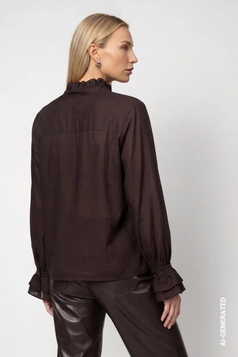 monari-blouse-with-flounces-809717-567-black-coffee-cafe-6 Monari-Blouse with flounces-809717-567 Black coffee-CAFE