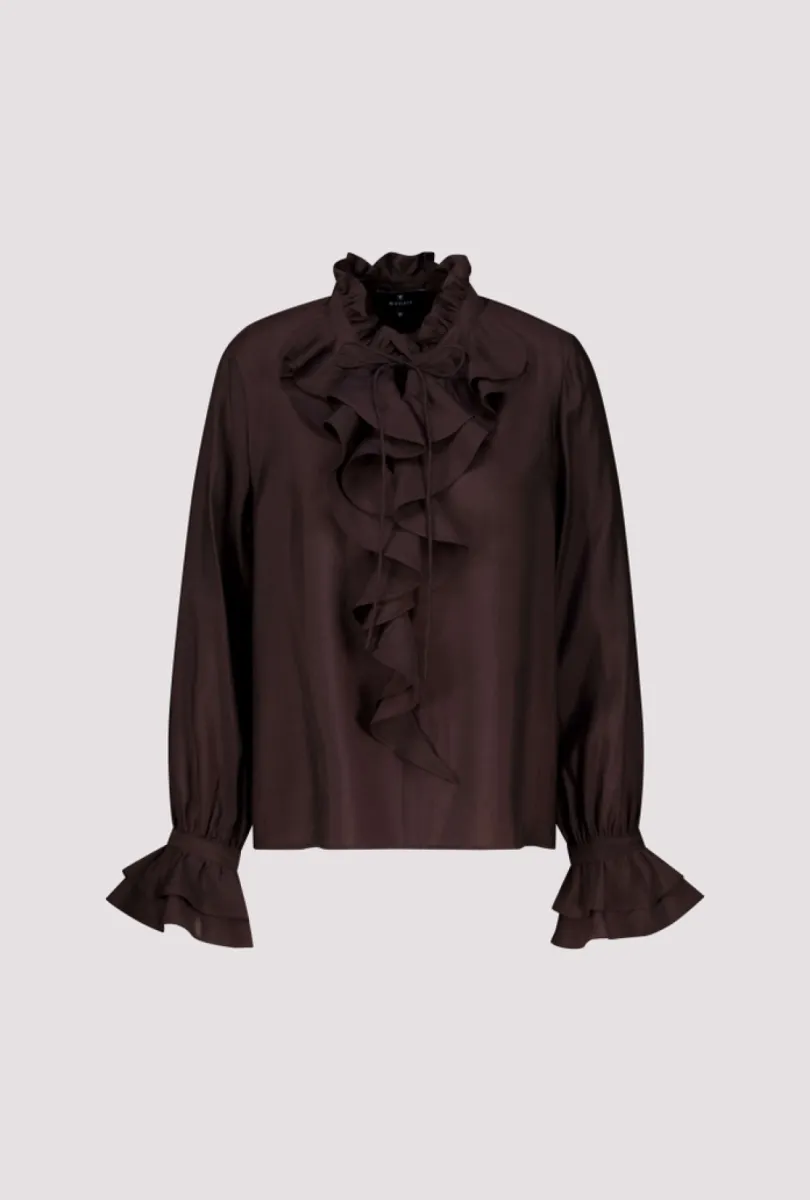 Monari-Blouse with flounces-809717-567 Black coffee-CAFE
