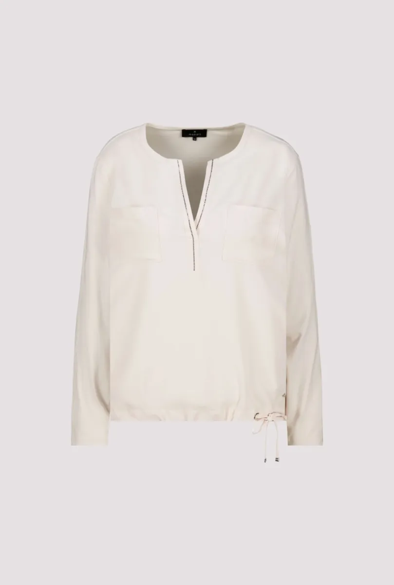 Monari-Blouse with jewelry-810104-160 Antique white-OFF WHITE