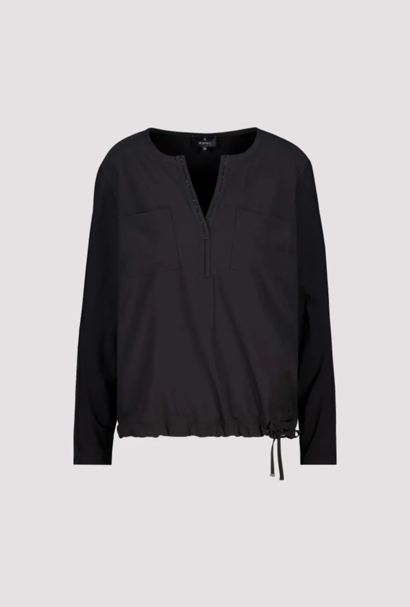 Monari-Blouse with jewelry-810104-999 Black-ZWART