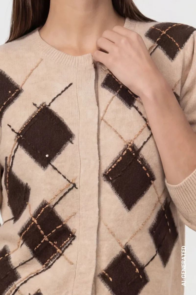 monari-cardigan-with-diamond-pattern-809895-595-cappuccino-melange-pattern-cafe-2 Monari-Cardigan with diamond pattern-809895-595 Cappuccino melange pattern-CAFE