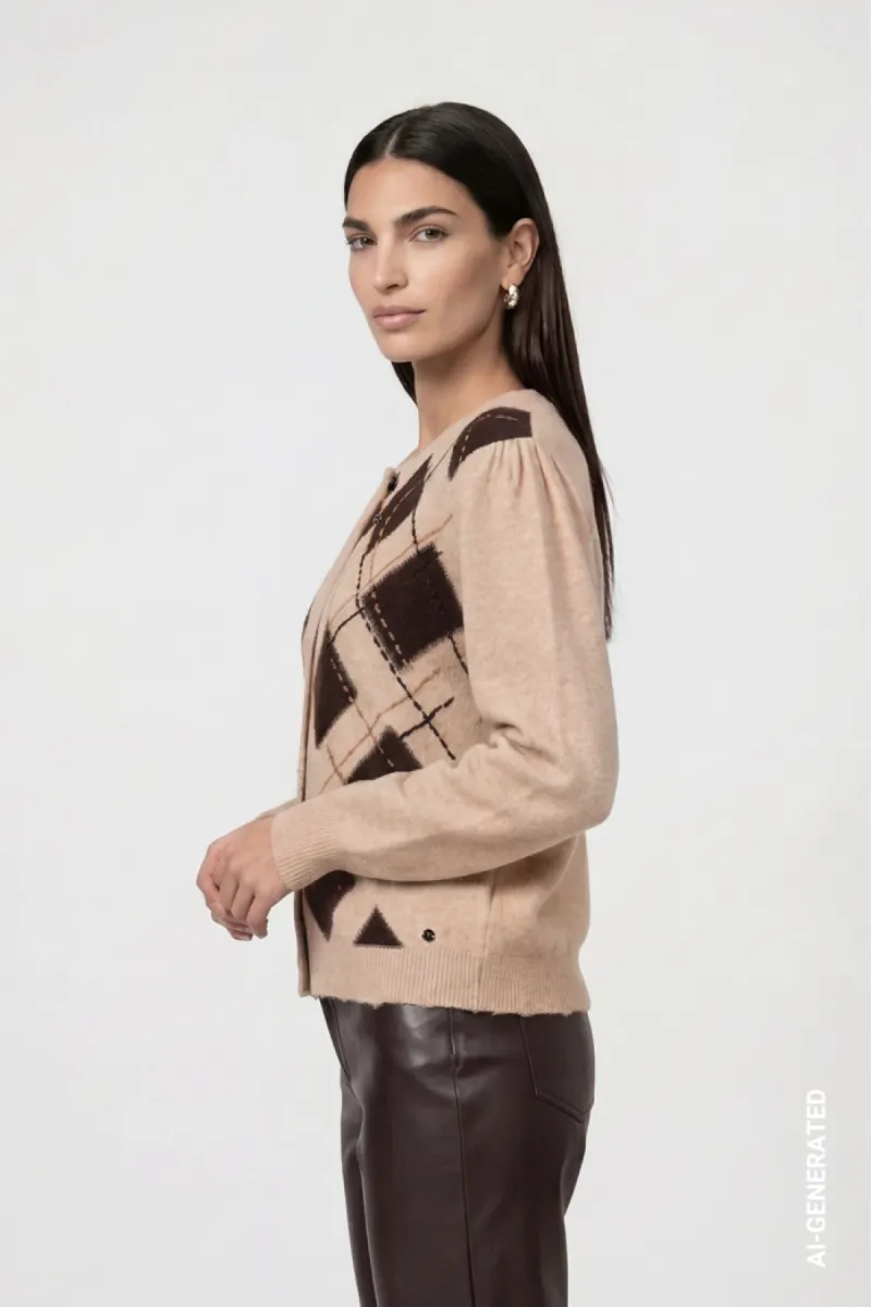 monari-cardigan-with-diamond-pattern-809895-595-cappuccino-melange-pattern-cafe-3 Monari-Cardigan with diamond pattern-809895-595 Cappuccino melange pattern-CAFE
