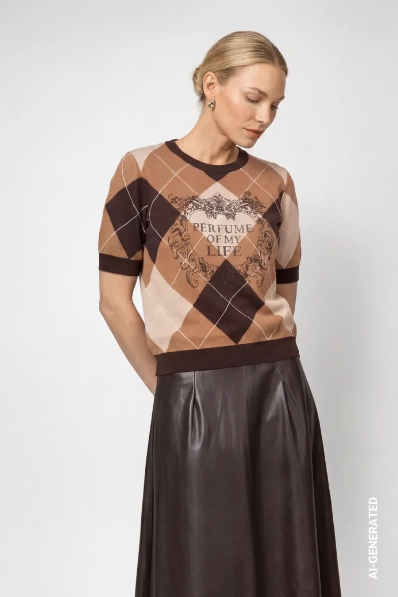 Monari-Diamond-patterned jumper-809893-569 Black coffee pattern-CAFE