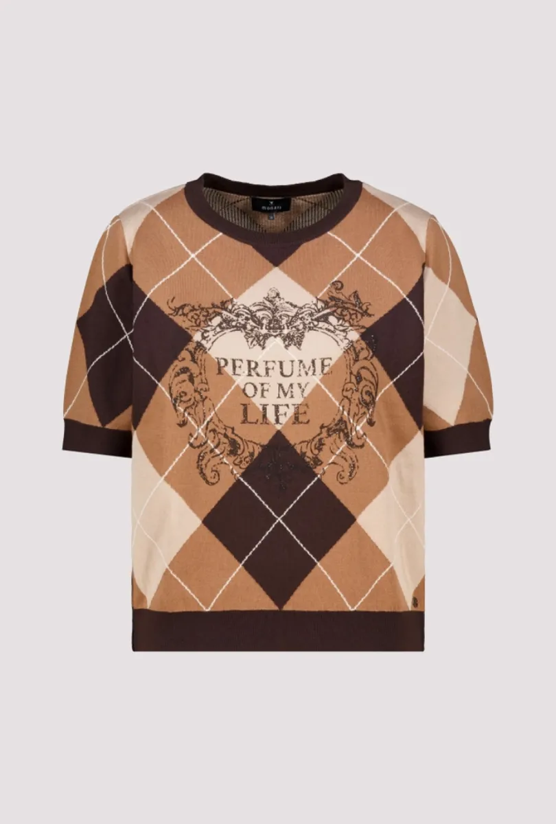 Monari-Diamond-patterned jumper-809893-569 Black coffee pattern-CAFE
