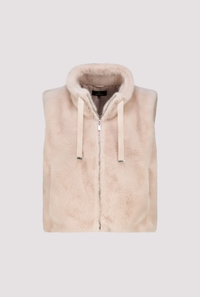 Monari-Faux fur vest-810033-590 Cappuccino-CAFE