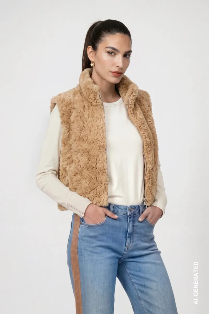 monari-faux-fur-vest-with-zipper-810030-526-brown-sugar-bruin-1 Monari-Faux fur vest with zipper-810030-526 brown sugar-BRUIN