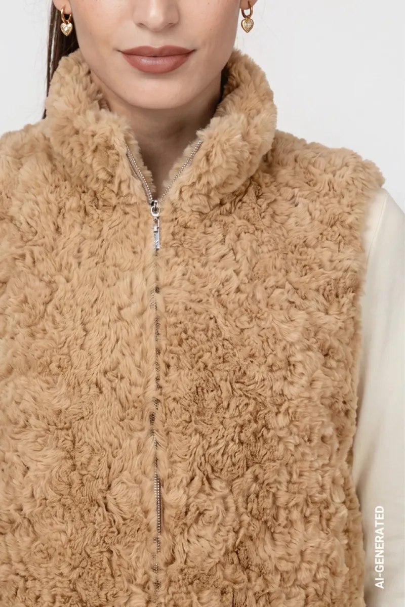 monari-faux-fur-vest-with-zipper-810030-526-brown-sugar-bruin-2 Monari-Faux fur vest with zipper-810030-526 brown sugar-BRUIN