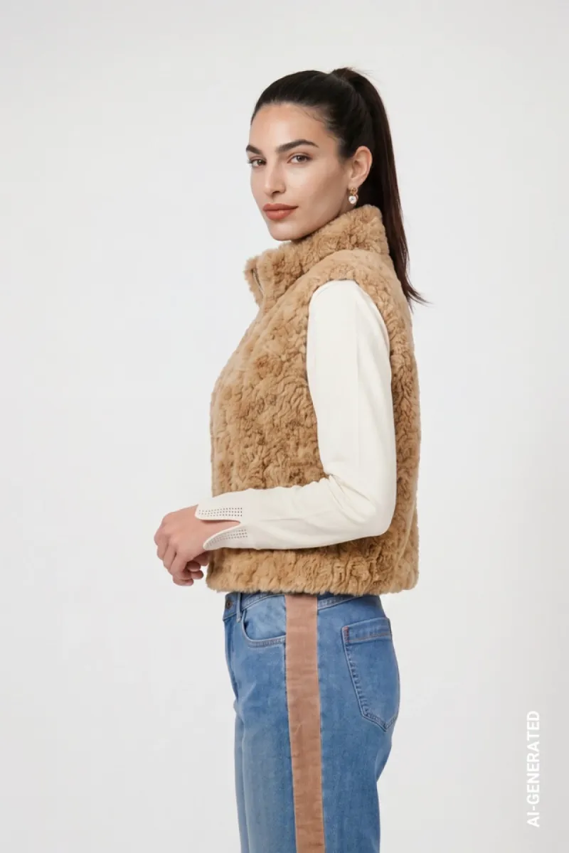 monari-faux-fur-vest-with-zipper-810030-526-brown-sugar-bruin-4 Monari-Faux fur vest with zipper-810030-526 brown sugar-BRUIN