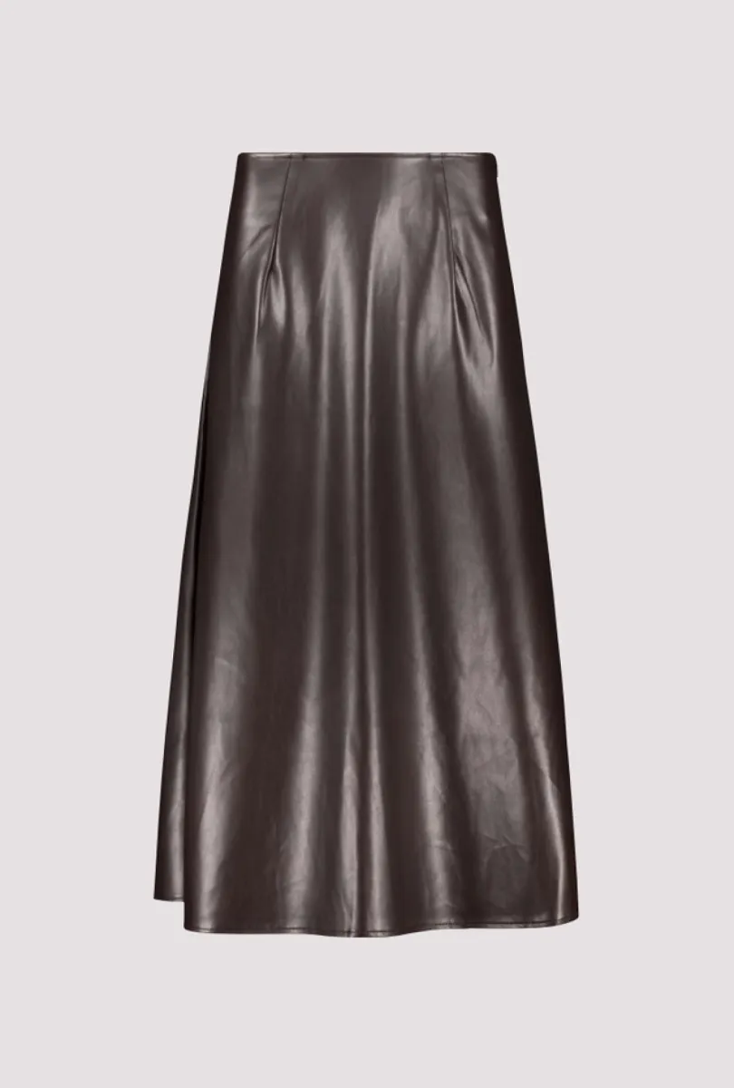 Monari-Faux leather skirt-809743-567 Black coffee-CAFE