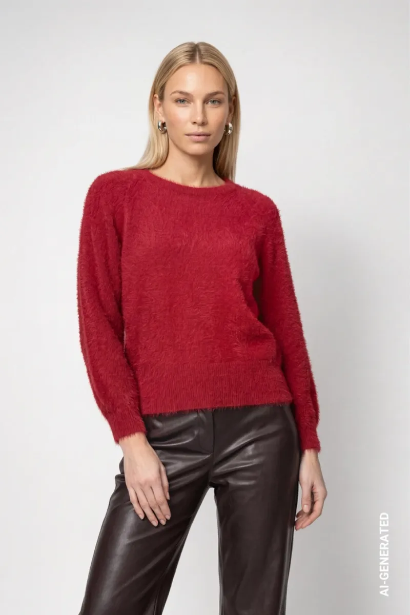 Monari-Fluffy jumper-810072-319 Red dahlia-ROOD