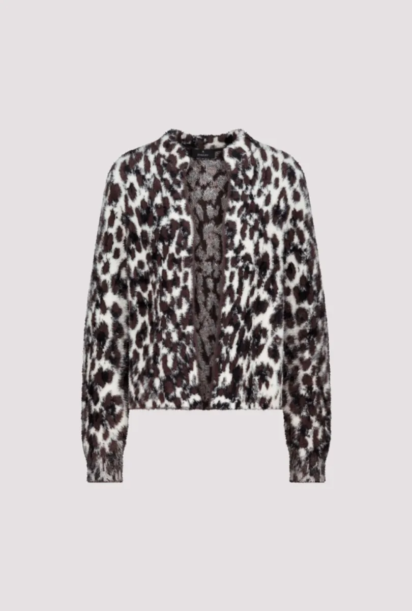 Monari-Fluffy leopard-print cardigan-810567-569 Black coffee pattern-CAFE