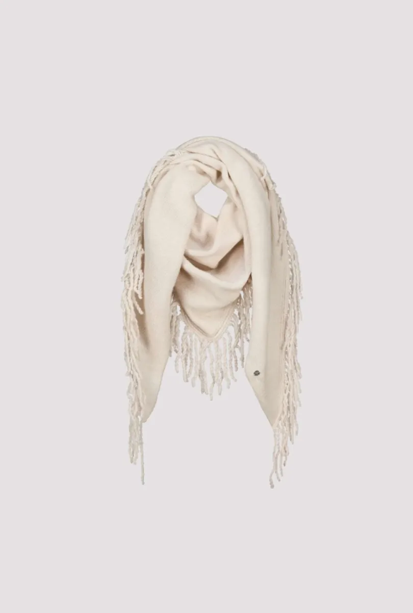 Monari-Fringed scarf-810094-160 Antique white-BEIGE