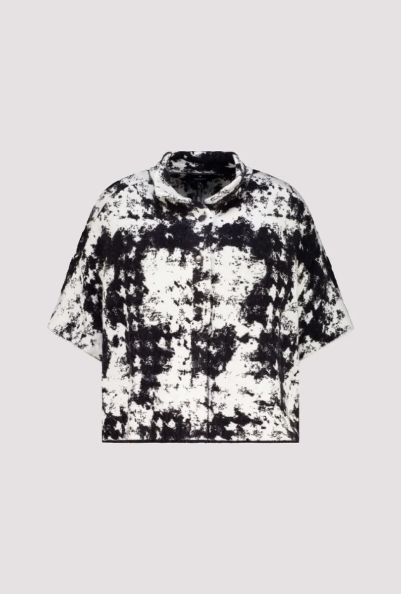 Monari-Gebreide cape met jacquardpatroon-809938-998 Black pattern-ZWART