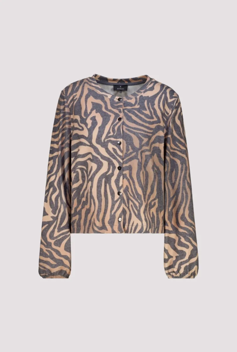 Monari-Knitted cardigan with zebra pattern-809824-528 Brown sugar pattern-BRUIN