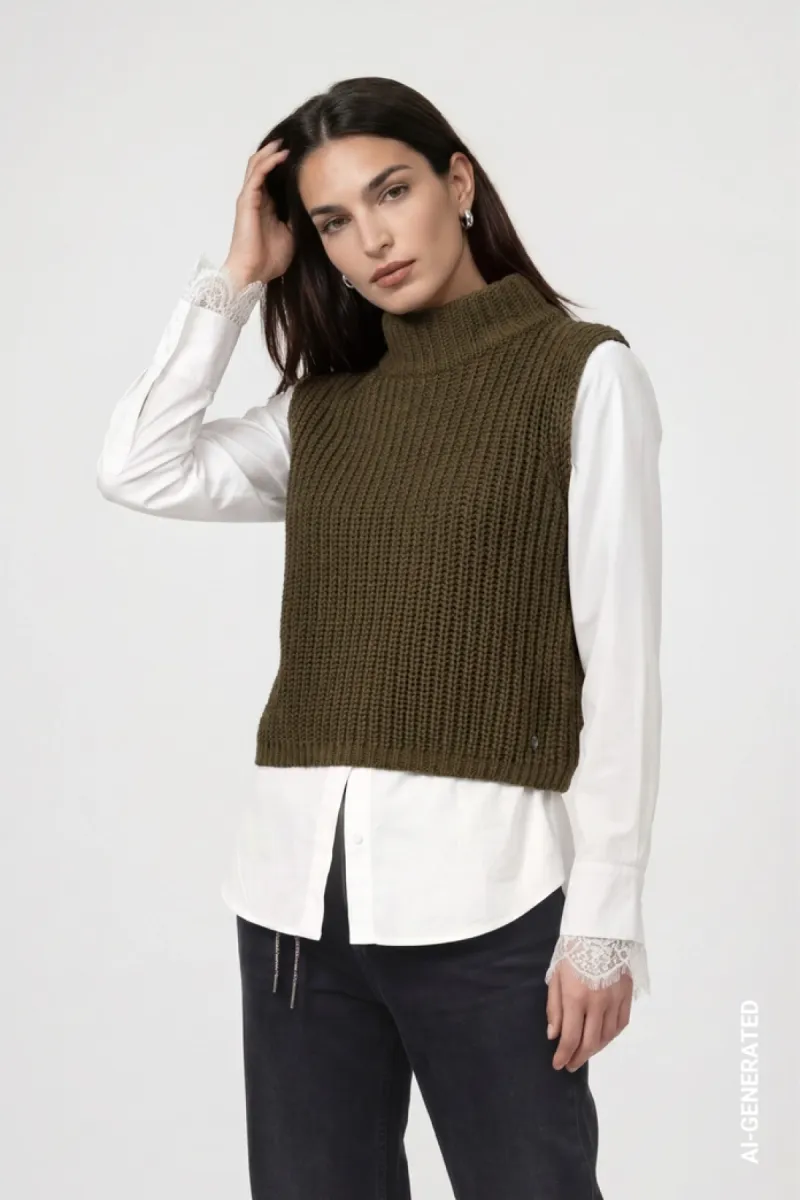 monari-knitted-jumper-vest-809984-618-olive-olijf-2 Monari-Knitted jumper vest-809984-618 Olive-OLIJF