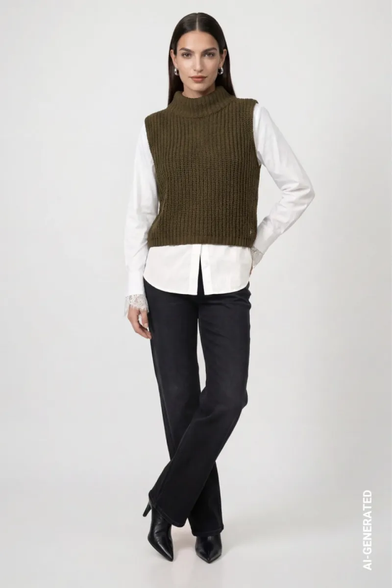 monari-knitted-jumper-vest-809984-618-olive-olijf-3 Monari-Knitted jumper vest-809984-618 Olive-OLIJF
