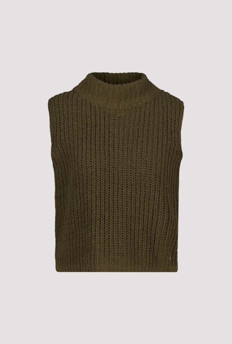 Monari-Knitted jumper vest-809984-618 Olive-OLIJF