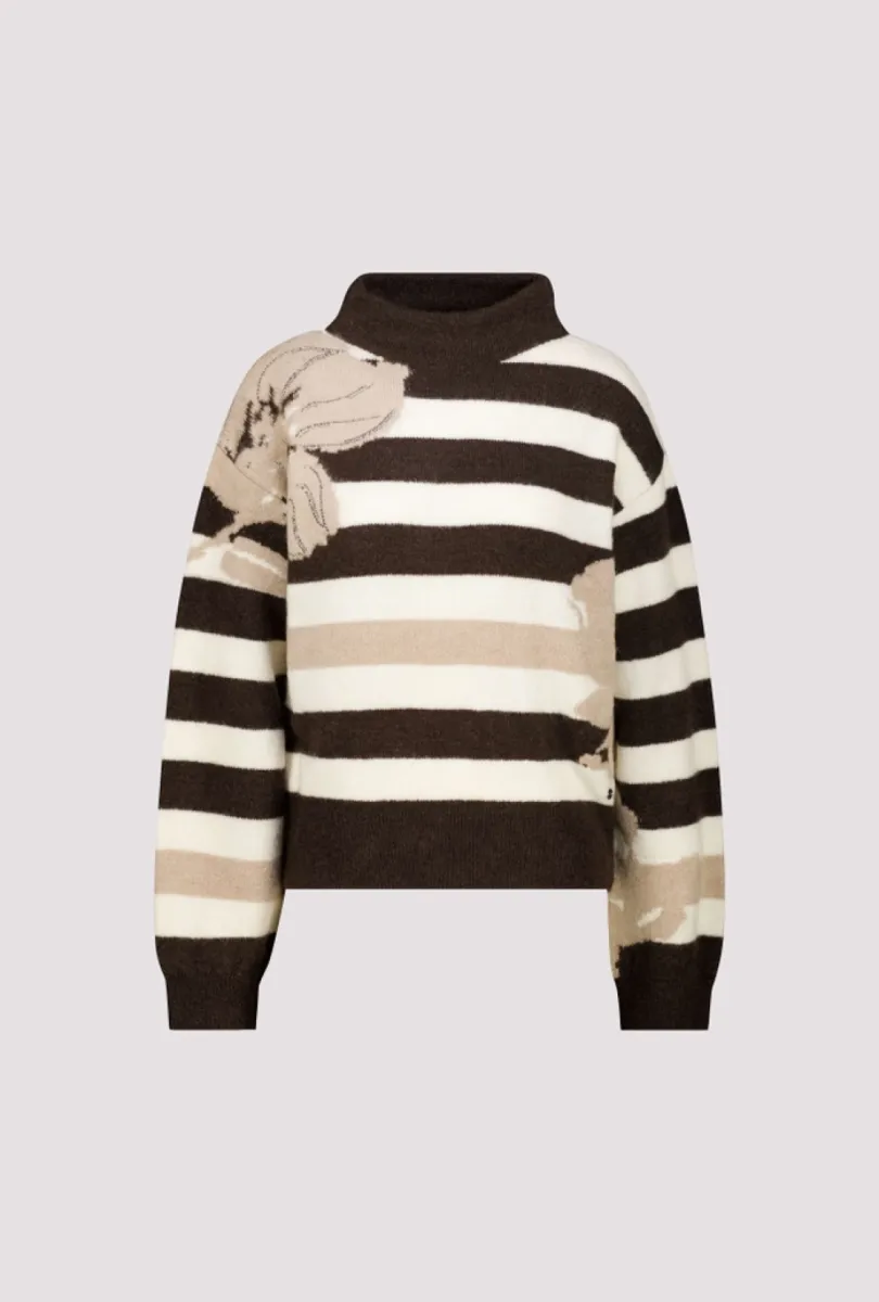 Monari-Knitted jumper with a soft texture-809933-593 Cappuccino melange-CAFE