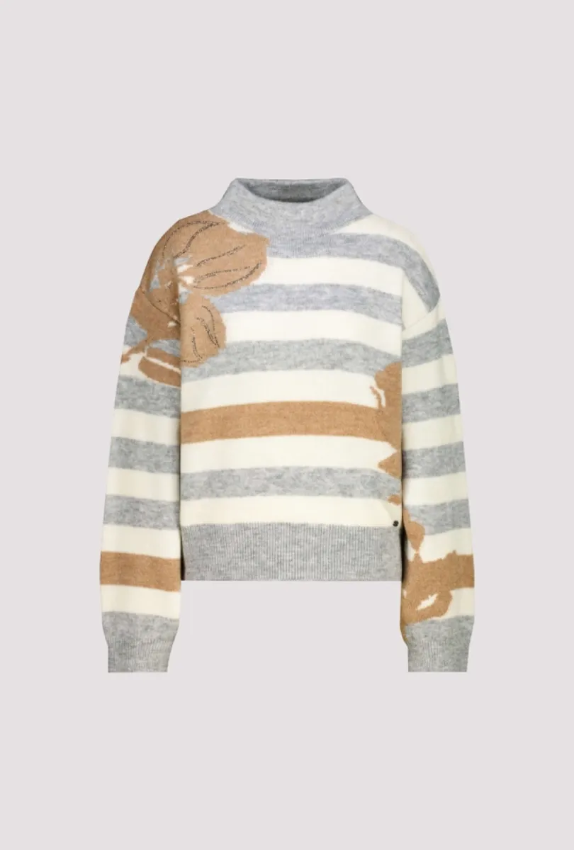 Monari-Knitted jumper with a soft texture-809933-849 Light grey melange-LICHT-/PAREL GRIJS