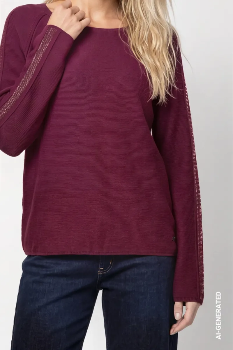 monari-knitted-jumper-with-decorative-accents-809983-316-dark-bordeaux-bordeaux-2 Monari-Knitted jumper with decorative accents-809983-316 Dark bordeaux-BORDEAUX