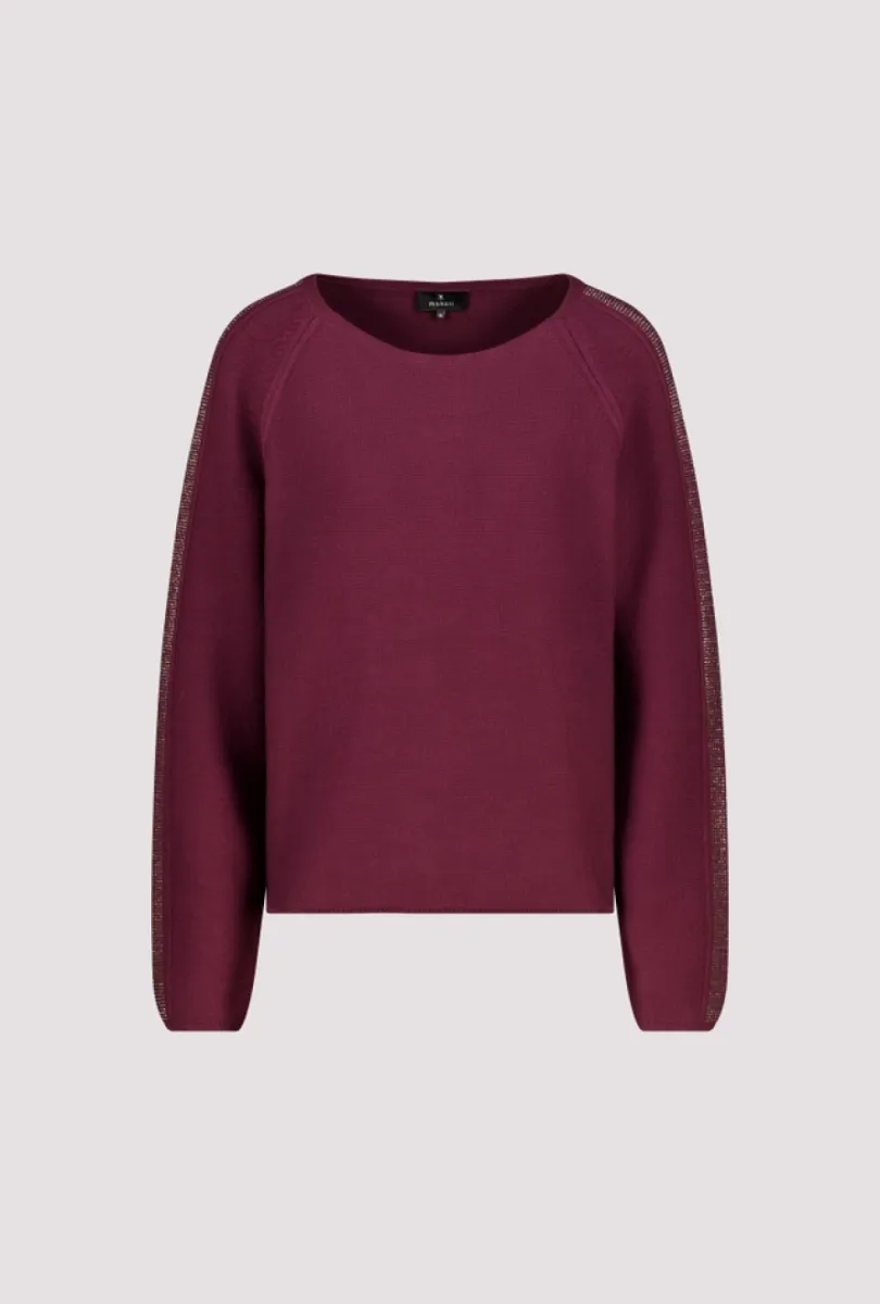 Monari-Knitted jumper with decorative accents-809983-316 Dark bordeaux-BORDEAUX
