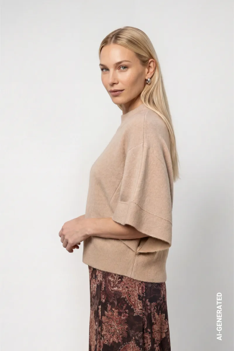 monari-knitted-jumper-with-short-batwing-sleeve-809923-593-cappuccino-melange-cafe-2 Monari-Knitted jumper with short batwing sleeve-809923-593 Cappuccino melange-CAFE
