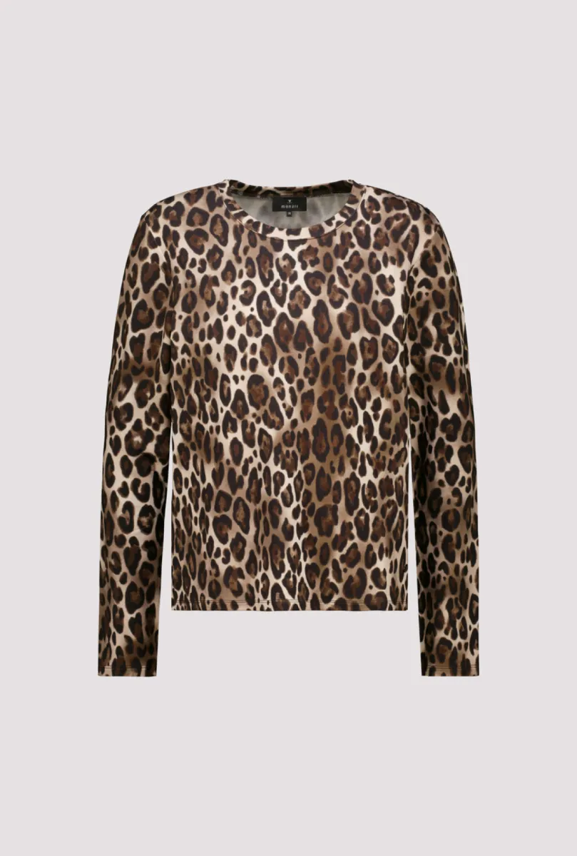 Monari-Long-sleeve shirt with leopard print-809869-572 Hazel pattern-BRUIN