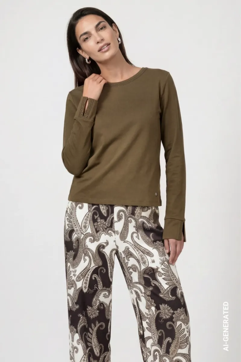 monari-long-sleeve-shirt-with-rhinestone-details-810053-618-olive-olijf-2 Monari-Long sleeve shirt with rhinestone details-810053-618 Olive-OLIJF