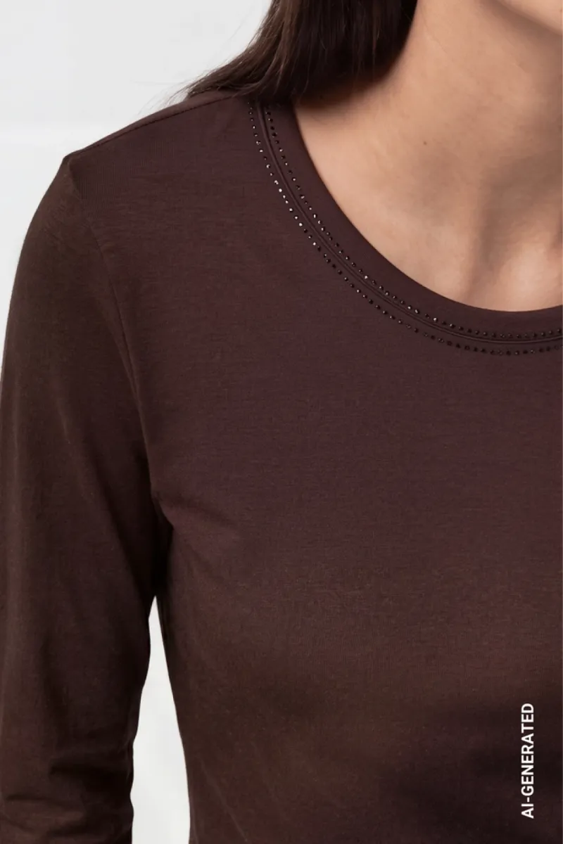 monari-long-sleeve-shirt-with-rihinestone-details-810053-567-black-coffee-cafe-4 Monari-Long sleeve shirt with rihinestone details-810053-567 Black coffee-CAFE