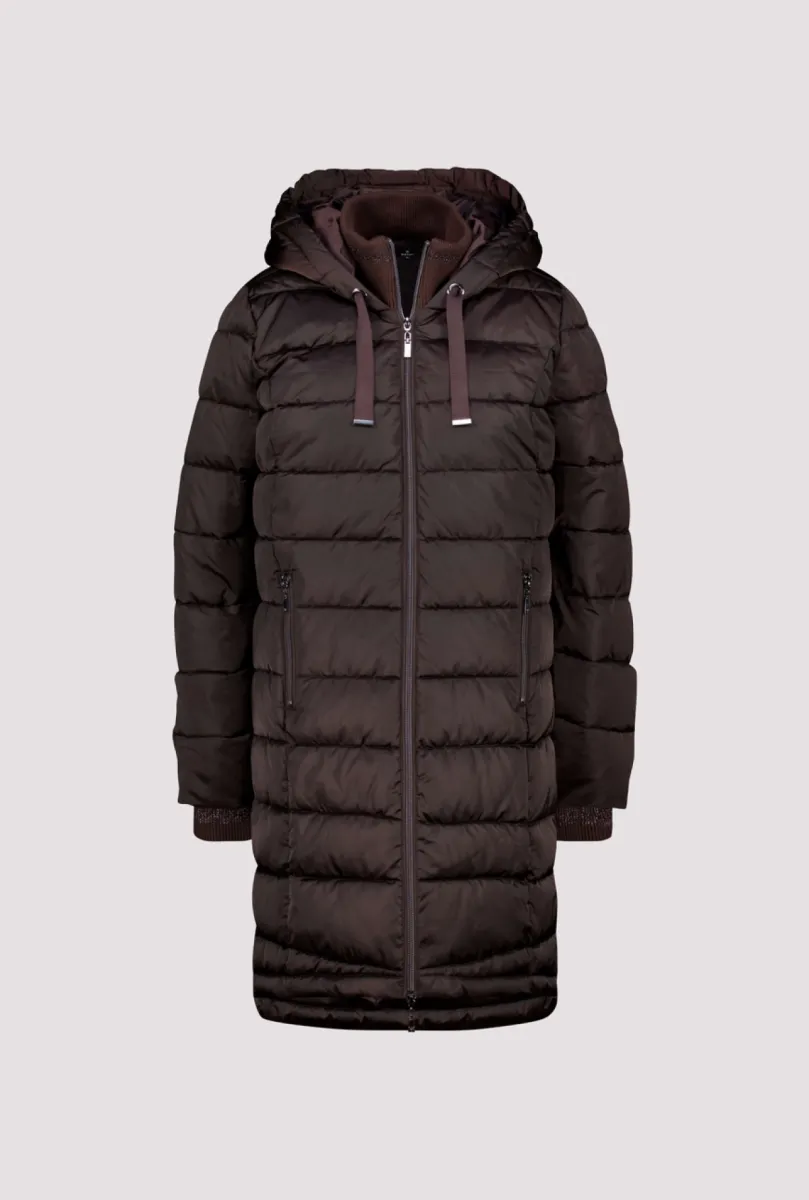 Monari-Quilted coat with lurex-810011-567 Black coffee-CAFE