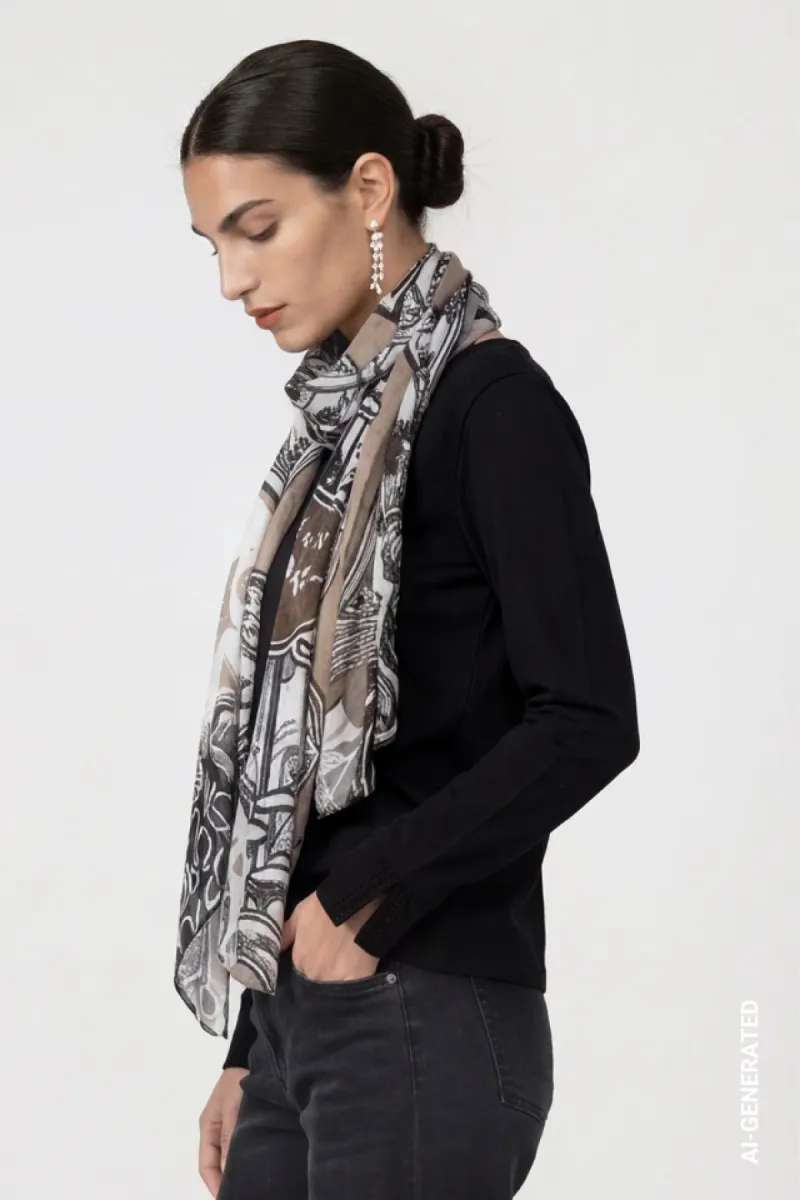 monari-scarf-with-emblem-pattern-810060-998-black-pattern-zwart-5 Monari-Scarf with emblem pattern-810060-998 Black pattern-ZWART