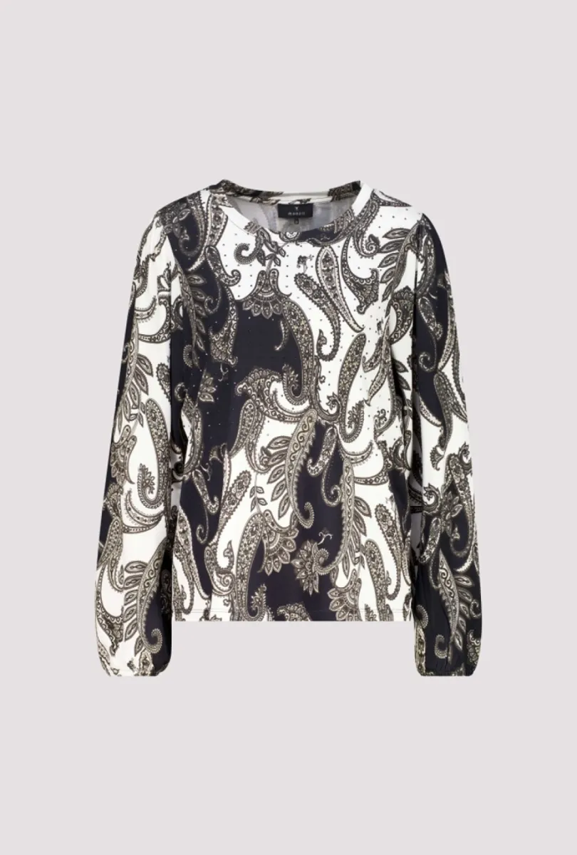 Monari-Sweatshirt met paisleypatroon-809795-998 Black pattern-ZWART