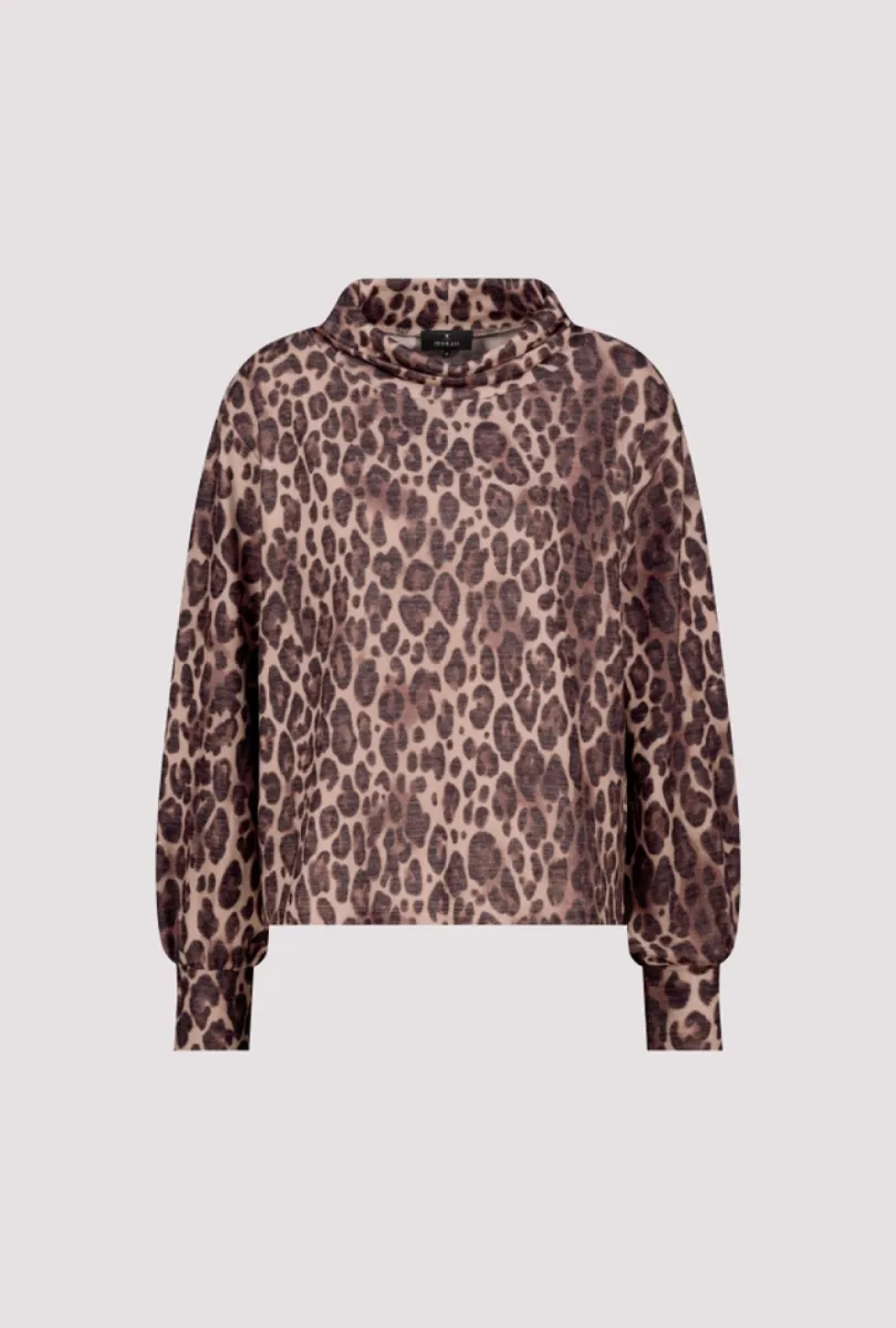 Monari-Sweatshirt with leopard print-810097-572 Hazel pattern-BRUIN